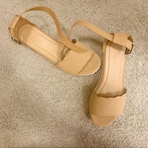 BamBoo Scallop Espadrille Tan Platform Sandals